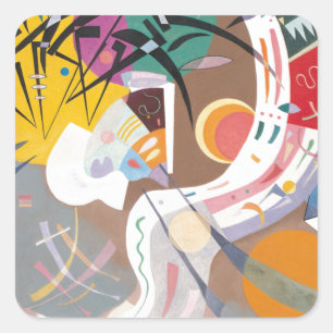 Kandinsky's Dominant Curve Abstract Square Sticker