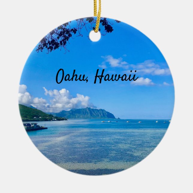 Kaneohe Bay, Oahu  Ceramic Tree Decoration (Front)
