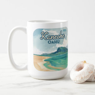 Kaneohe Sandbar Oahu Hawaii Retro Coffee Mug