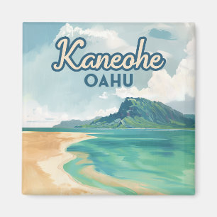 Kaneohe Sandbar Oahu Hawaii Retro Magnet