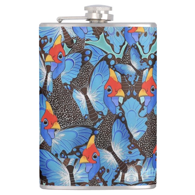 Kanga Blue Beer Glass Hip Flask (Front)