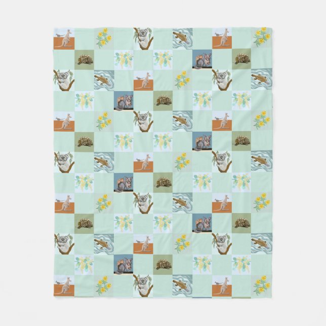 Kanga Koala Platypus Possum and Echidna Fleece Blanket (Front)