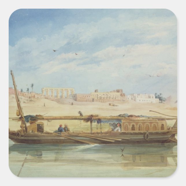 Kanga on the Nile at Luxor Square Sticker (Front)