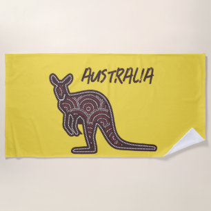 Kangaroo Aboriginal Mosaic  Beach Towel