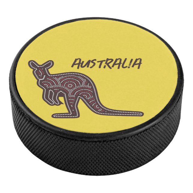 Kangaroo Aboriginal Mosaic   Hockey Puck (3/4)