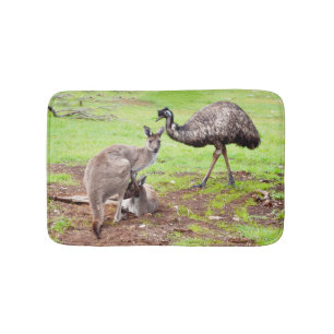 Kangaroo And Emu, Small Memory Foam Bath Mat