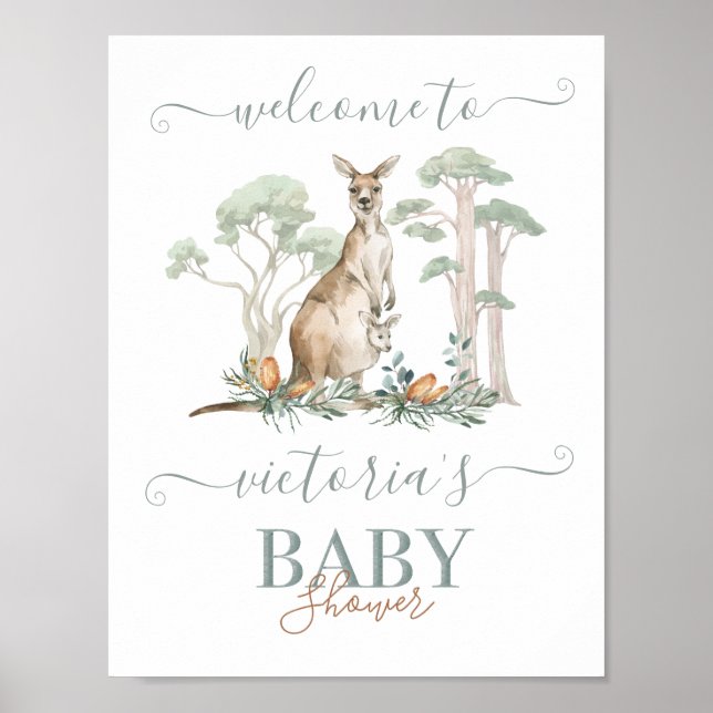 Kangaroo and Joey Baby Shower Welcome Sign (Front)