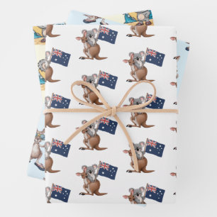 Kangaroo and Koala Wrapping Paper Sheet