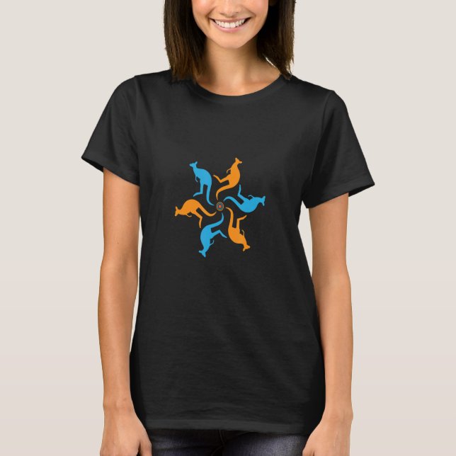 Kangaroo Animal Mandala Pattern T-Shirt (Front)