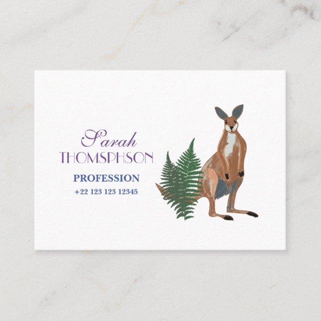Kangaroo art,  Mighty, Standard Matte Business Card (Front)