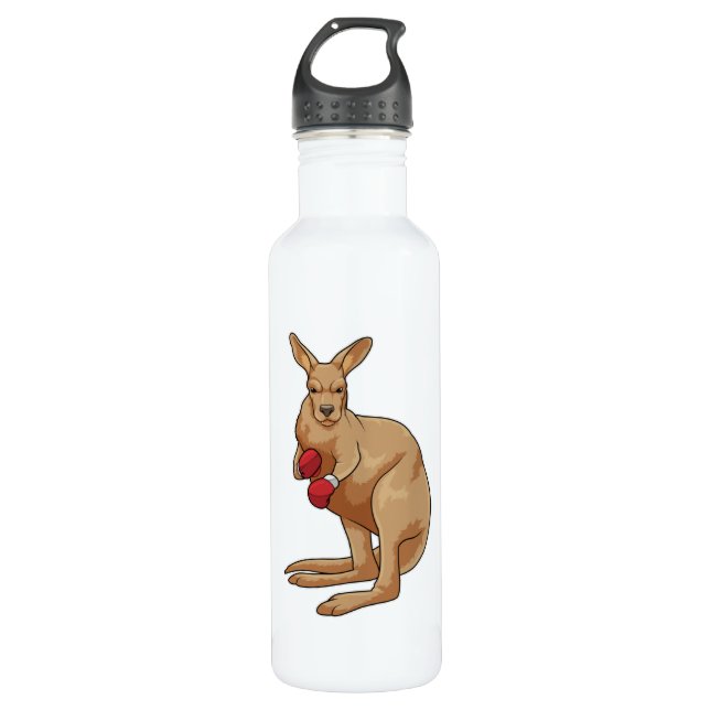 Kangaroo as Boxer with Boxing gloves 710 Ml Water Bottle (Front)