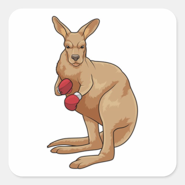 Kangaroo as Boxer with Boxing gloves Square Sticker (Front)