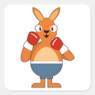 Kangaroo as Boxer with Boxing gloves Square Sticker