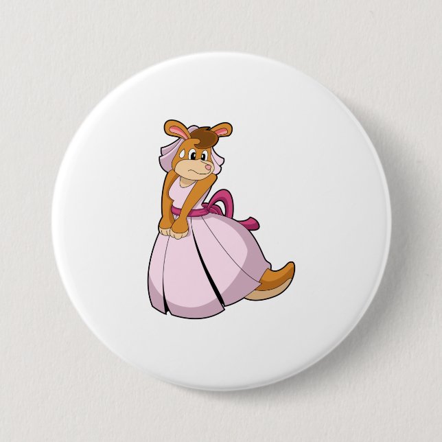Kangaroo as Bride with Wedding dress 7.5 Cm Round Badge (Front)