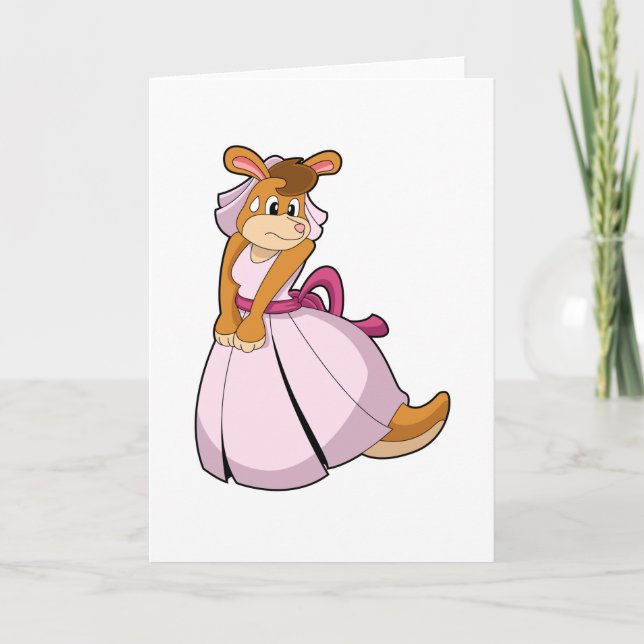 Kangaroo as Bride with Wedding dress Card (Front)