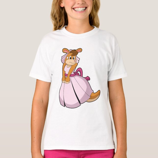 Kangaroo as Bride with Wedding dress T-Shirt (Front)