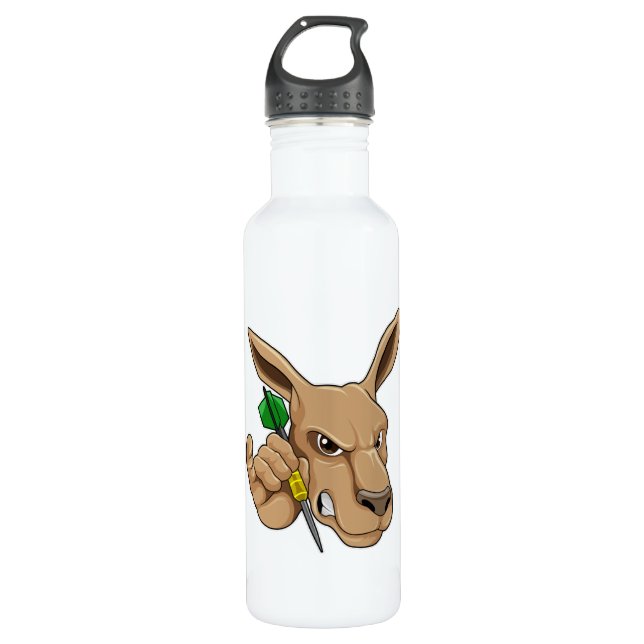 Kangaroo as Dart player with Dart 710 Ml Water Bottle (Front)