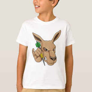 Kangaroo as Dart player with Dart T-Shirt
