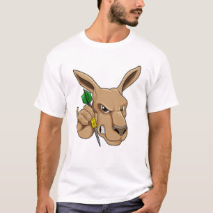 Kangaroo as Dart player with Dart T-Shirt