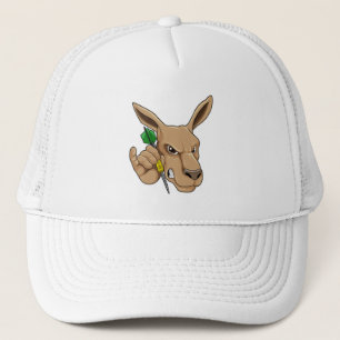 Kangaroo as Dart player with Dart Trucker Hat