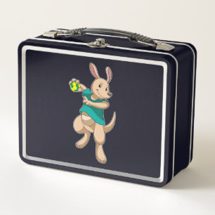 Kangaroo as Handball player with Handball Metal Lunch Box