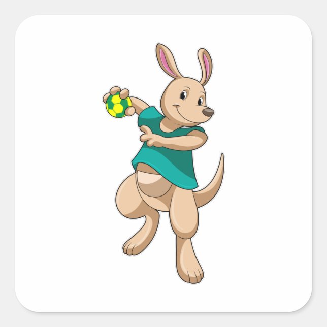 Kangaroo as Handball player with Handball Square Sticker (Front)