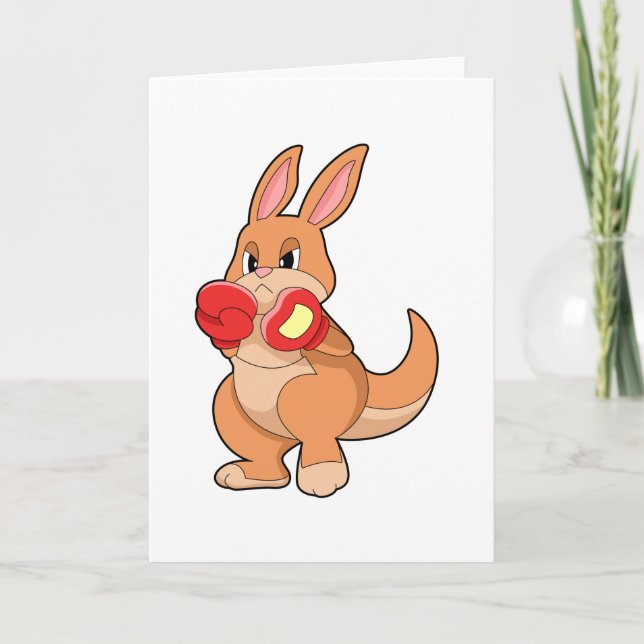 Kangaroo at Boxing with Boxing gloves Card (Front)