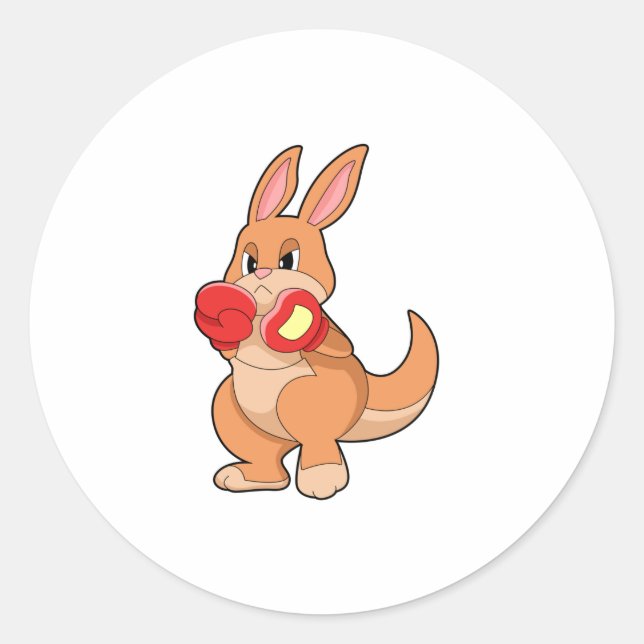 Kangaroo at Boxing with Boxing gloves Classic Round Sticker (Front)