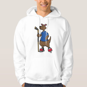 Kangaroo at Ice hockey with Ice hockey stick Hoodie