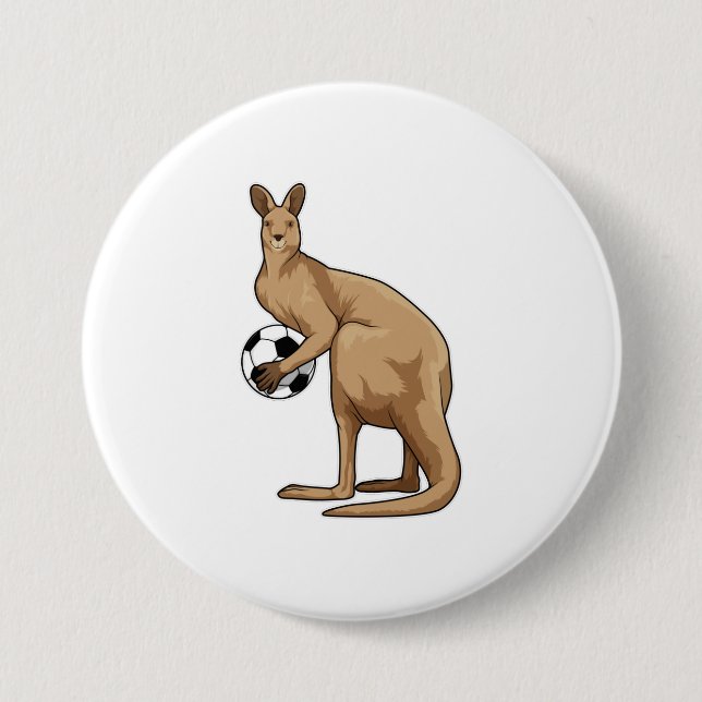 Kangaroo at Soccer Sports 7.5 Cm Round Badge (Front)