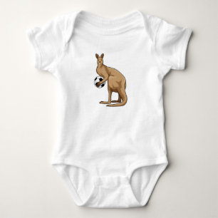 Kangaroo at Soccer Sports Baby Bodysuit