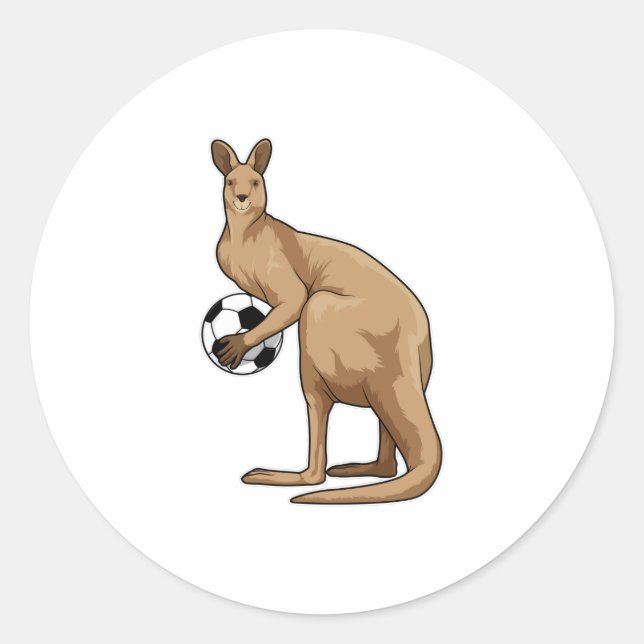 Kangaroo at Soccer Sports Classic Round Sticker (Front)