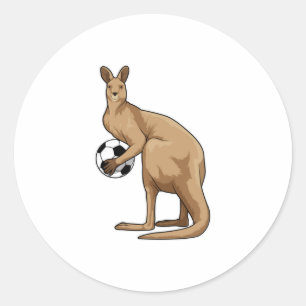 Kangaroo at Soccer Sports Classic Round Sticker