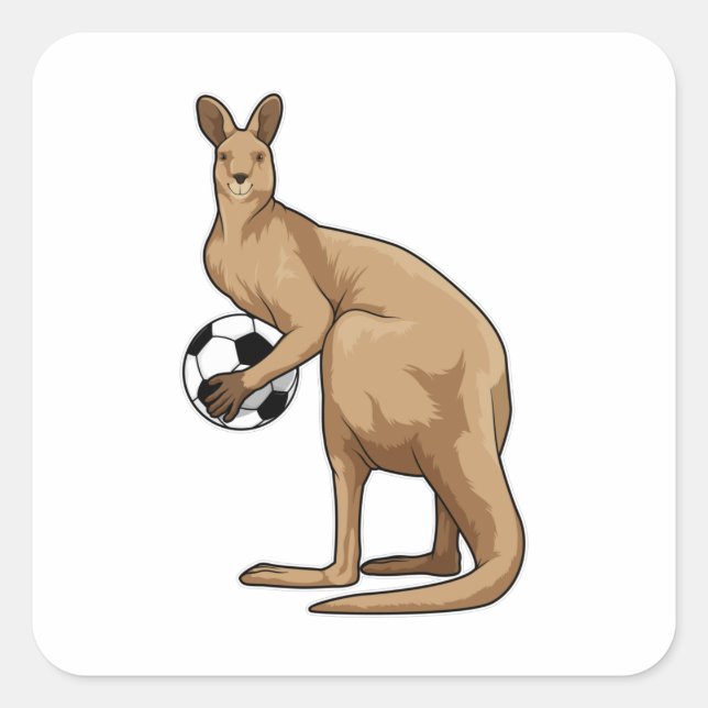 Kangaroo at Soccer Sports Square Sticker (Front)