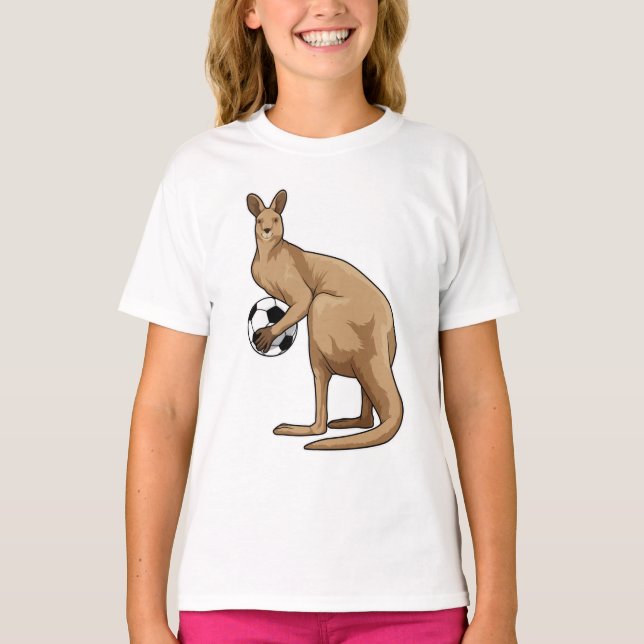 Kangaroo at Soccer Sports T-Shirt (Front)