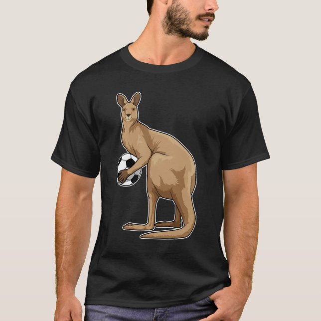 Kangaroo at Soccer Sports T-Shirt (Front)
