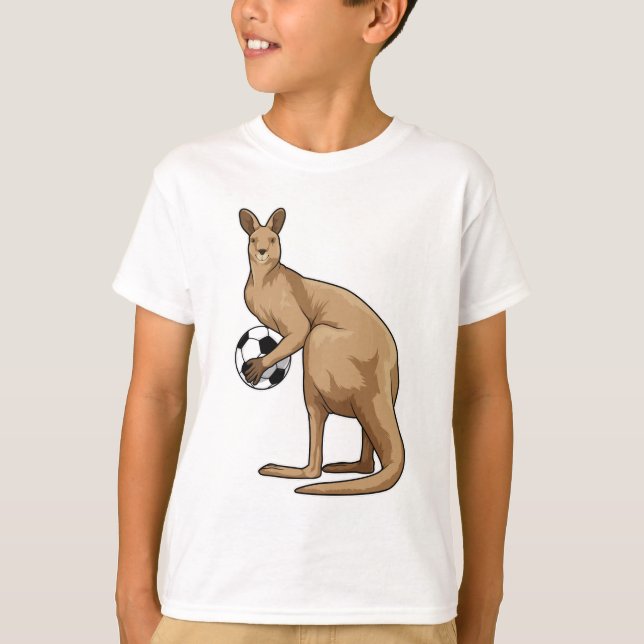 Kangaroo at Soccer Sports T-Shirt (Front)