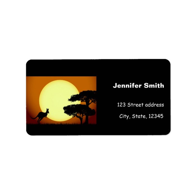 Kangaroo at sunset label (Front)