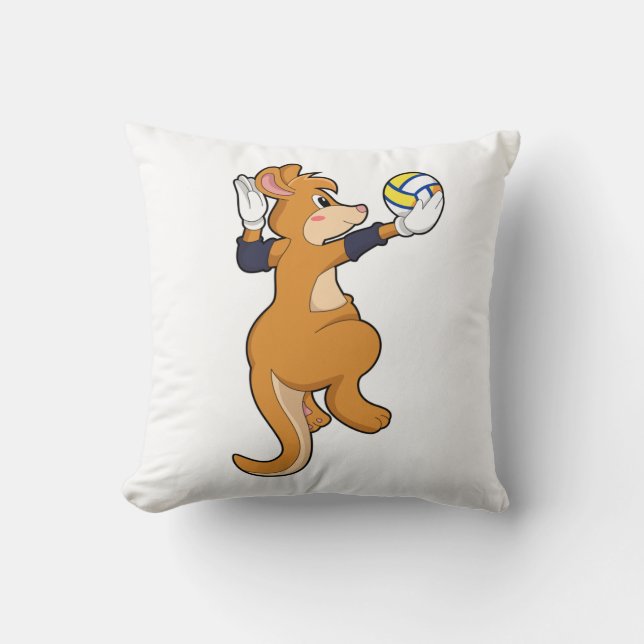 Kangaroo at Volleyball Sports Cushion (Front)