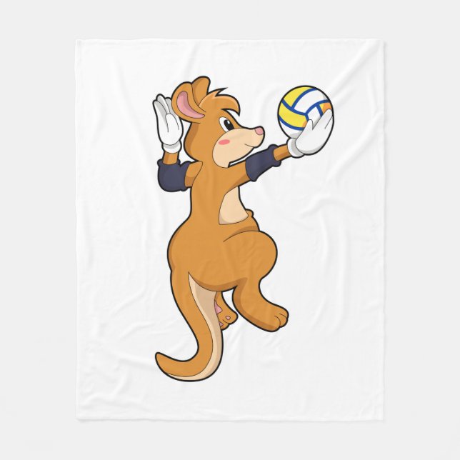 Kangaroo at Volleyball Sports Fleece Blanket (Front)