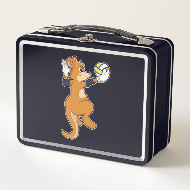 Kangaroo at Volleyball Sports Metal Lunch Box (Front)