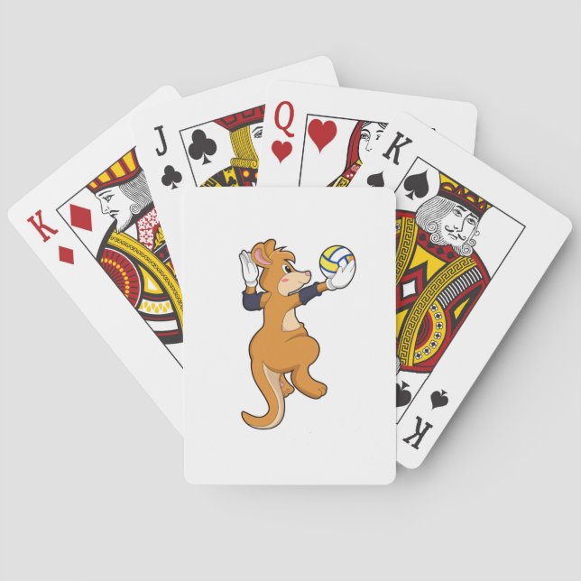 Kangaroo at Volleyball Sports Playing Cards (Back)