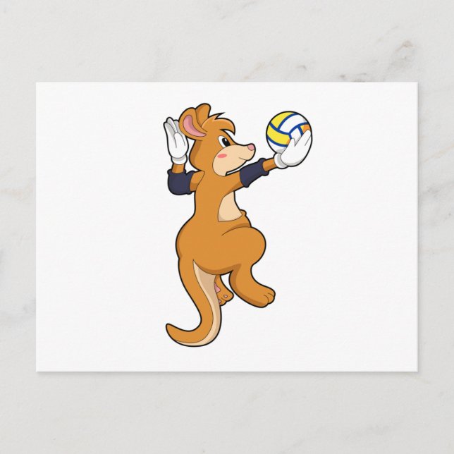 Kangaroo at Volleyball Sports Postcard (Front)