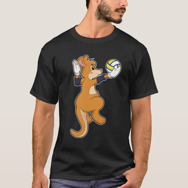 Kangaroo at Volleyball Sports T-Shirt (Front)