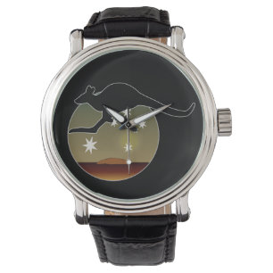 Kangaroo Aussie Icon Vintage Leather Strap Watch