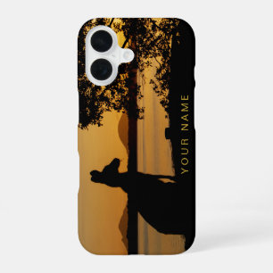 Kangaroo Australia Black & Gold Sunset Silhouette iPhone 16 Case