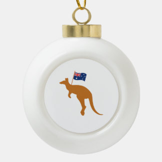 kangaroo australia flag ceramic ball christmas ornament