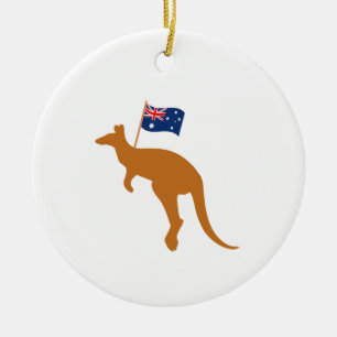 kangaroo australia flag ceramic tree decoration