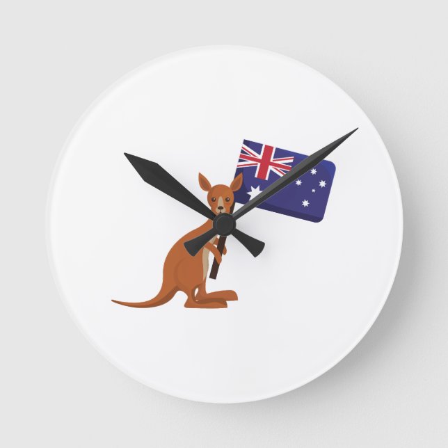 kangaroo australia flag round clock (Front)