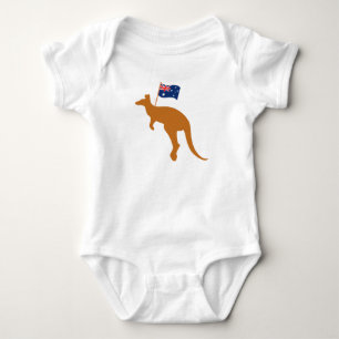 kangaroo australia flag white baby bodysuit